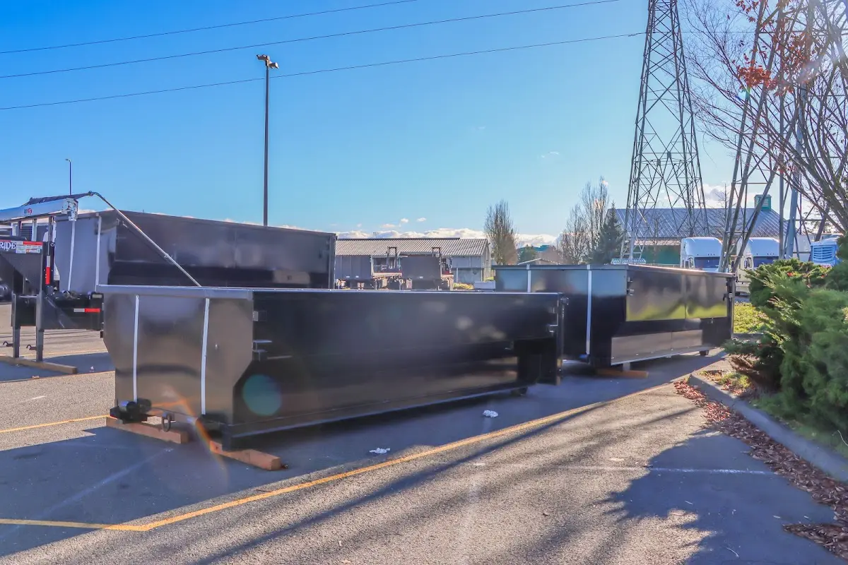Roll-off dumpster ready for waste disposal at job site for 2 Yard Dumpster Rental in Fort Washington